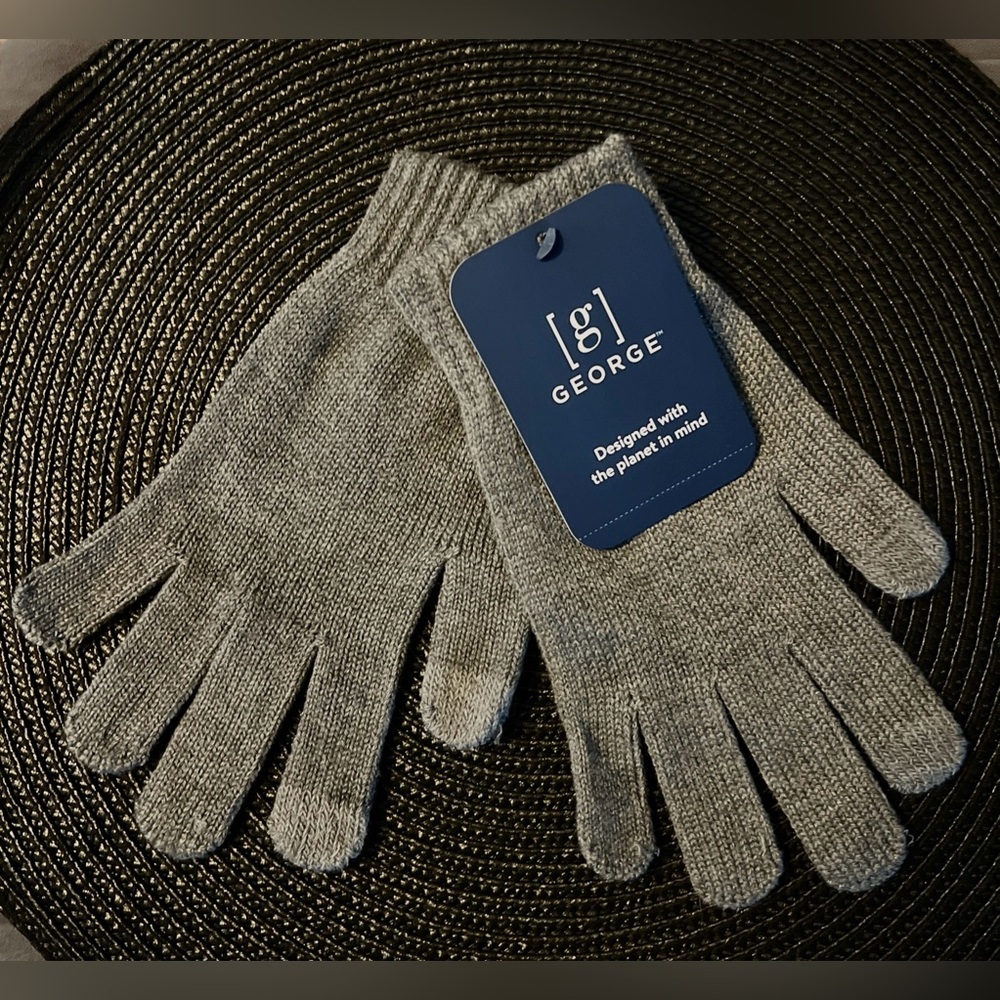 George Unisex Adult Dark Grey Knit Touch Gloves One Size NWT